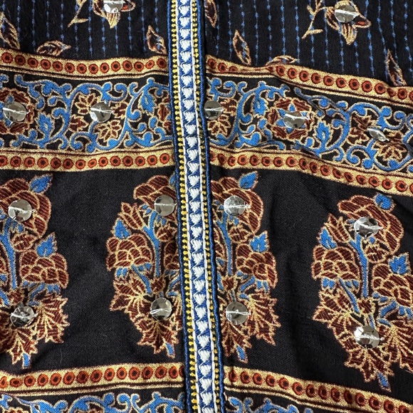 Free People Embroidered Dark Blue Jacket with Floral Accents - Picture 4 of 7